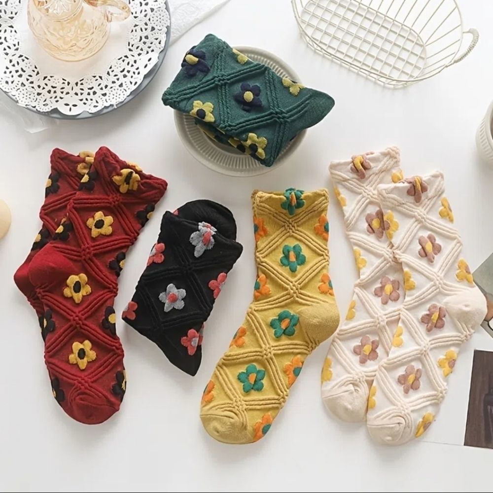 Embroidered Cottagecore Boho Socks - Picture 2 of 9